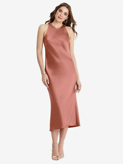 【NEW】【STYLE: LB005】ネクタイ 首 カットアウト MIDI タンク ドレス  -  ルー【COLOR: Desert Rose】【SIZE: 00-30W】