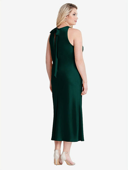 【STYLE: LB005】Tie Neck Cutout Midi Tank Dress - Lou【COLOR: Evergreen】