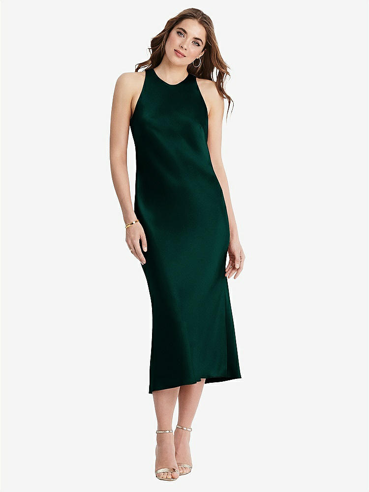 【STYLE: LB005】Tie Neck Cutout Midi Tank Dress - Lou【COLOR: Evergreen】