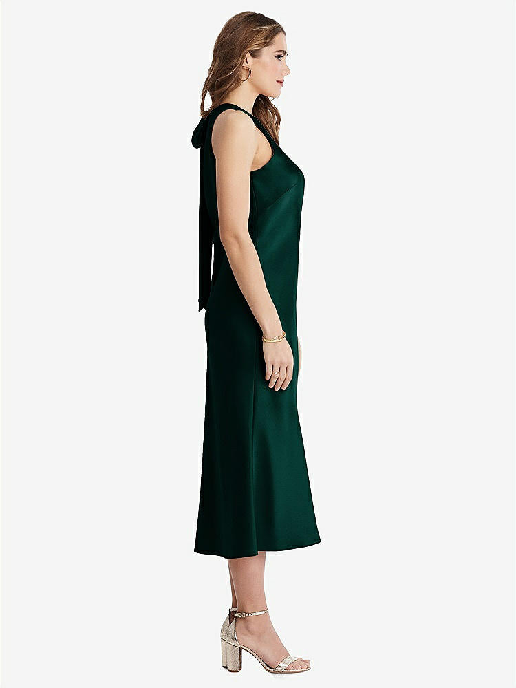 【STYLE: LB005】Tie Neck Cutout Midi Tank Dress - Lou【COLOR: Evergreen】