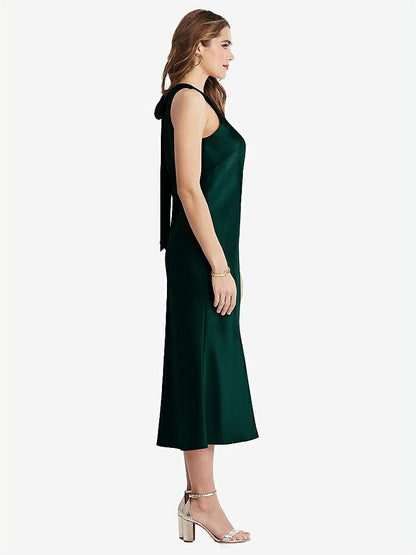 【STYLE: LB005】Tie Neck Cutout Midi Tank Dress - Lou【COLOR: Evergreen】