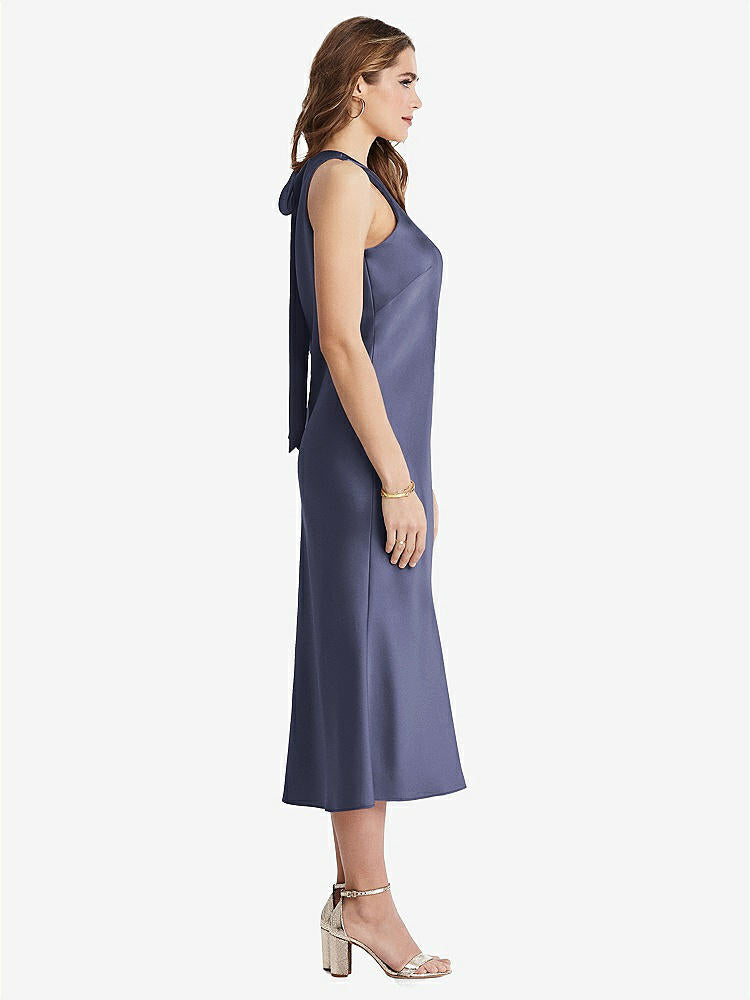 【NEW】【STYLE: LB005】ネクタイ 首 カットアウト MIDI タンク ドレス  -  ルー【COLOR: French Blue】【SIZE: 00-30W】