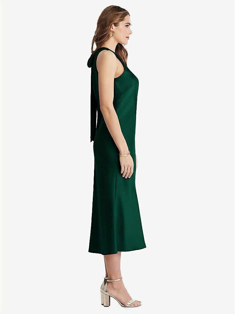 【STYLE: LB005】Tie Neck Cutout Midi Tank Dress - Lou【COLOR: Hunter Green】