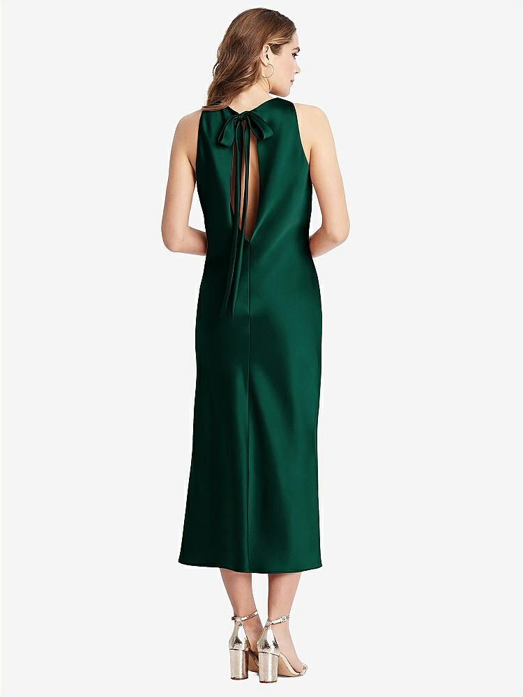 【STYLE: LB005】Tie Neck Cutout Midi Tank Dress - Lou【COLOR: Hunter Green】