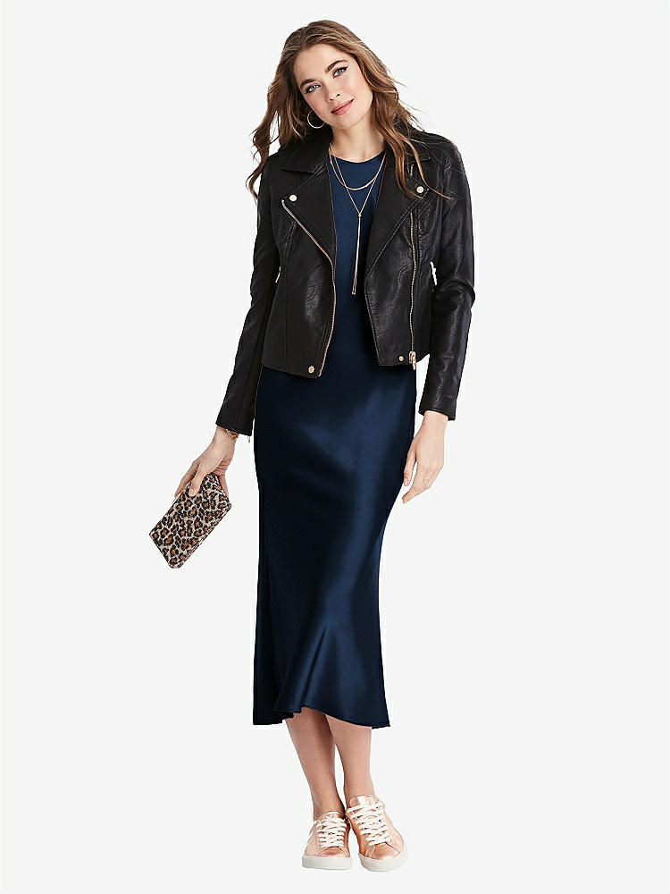 【NEW】【STYLE: LB005】ネクタイ 首 カットアウト MIDI タンク ドレス  -  ルー【COLOR: Midnight Navy】【SIZE: 00-30W】