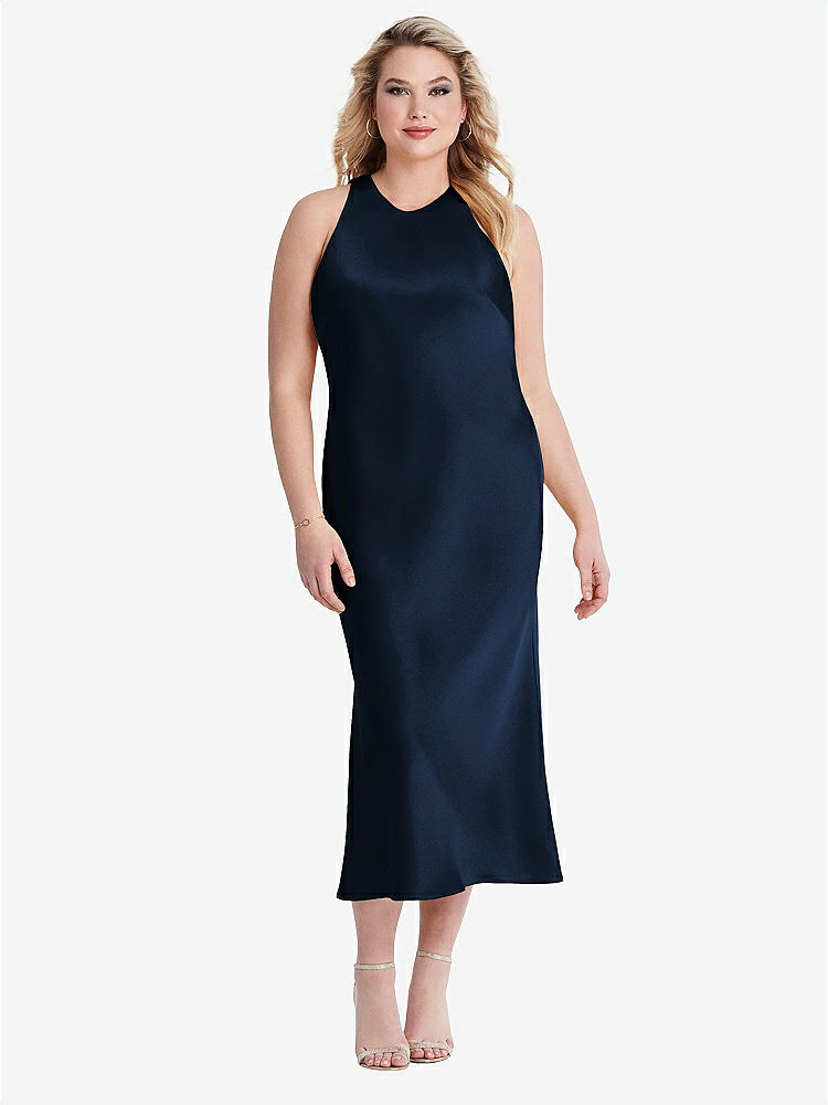 【NEW】【STYLE: LB005】ネクタイ 首 カットアウト MIDI タンク ドレス  -  ルー【COLOR: Midnight Navy】【SIZE: 00-30W】