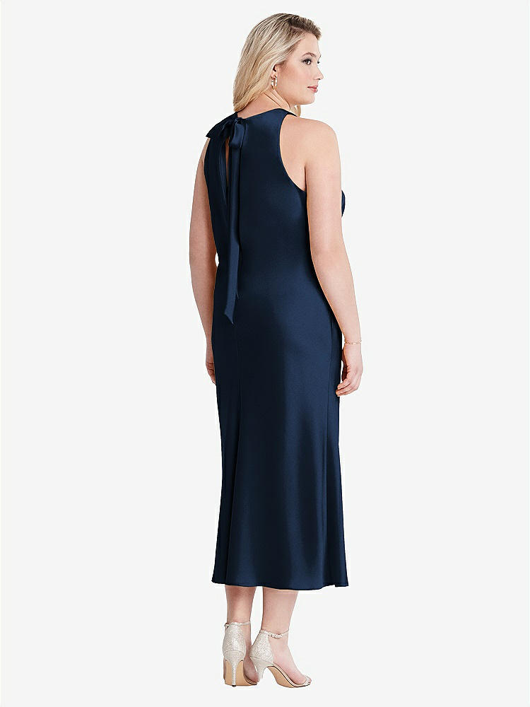 【NEW】【STYLE: LB005】ネクタイ 首 カットアウト MIDI タンク ドレス  -  ルー【COLOR: Midnight Navy】【SIZE: 00-30W】