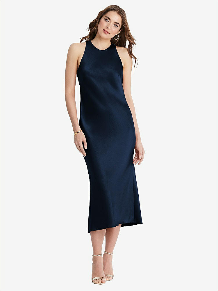 【NEW】【STYLE: LB005】ネクタイ 首 カットアウト MIDI タンク ドレス  -  ルー【COLOR: Midnight Navy】【SIZE: 00-30W】