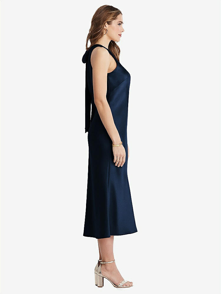 【NEW】【STYLE: LB005】ネクタイ 首 カットアウト MIDI タンク ドレス  -  ルー【COLOR: Midnight Navy】【SIZE: 00-30W】