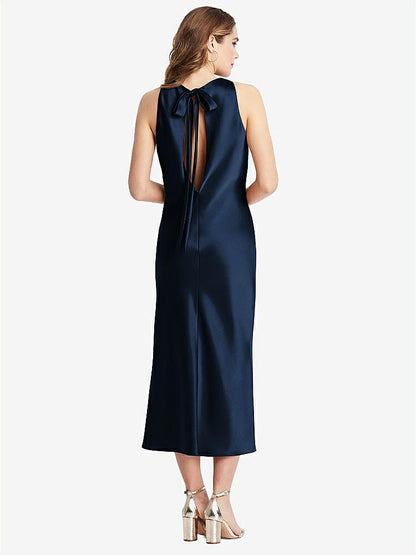 【NEW】【STYLE: LB005】ネクタイ 首 カットアウト MIDI タンク ドレス  -  ルー【COLOR: Midnight Navy】【SIZE: 00-30W】