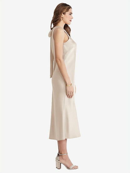 【NEW】【STYLE: LB005】ネクタイ 首 カットアウト MIDI タンク ドレス  -  ルー【COLOR: Oat】【SIZE: 00-30W】