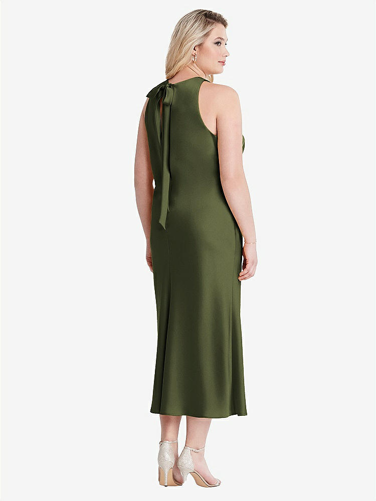 【STYLE: LB005】Tie Neck Cutout Midi Tank Dress - Lou【COLOR: Olive Green】