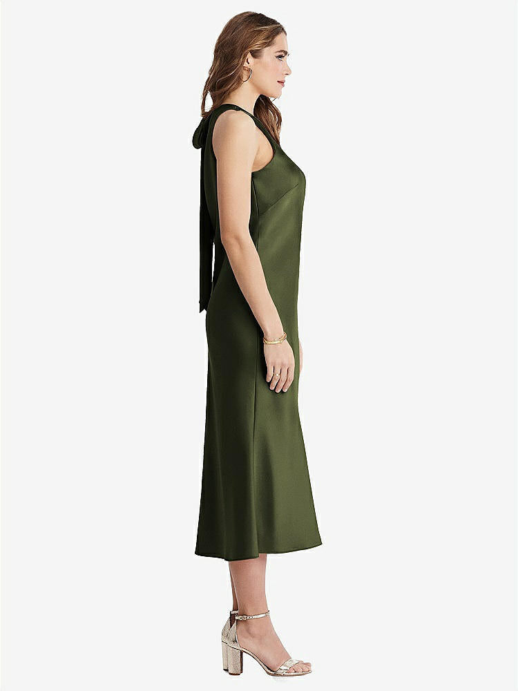 【STYLE: LB005】Tie Neck Cutout Midi Tank Dress - Lou【COLOR: Olive Green】