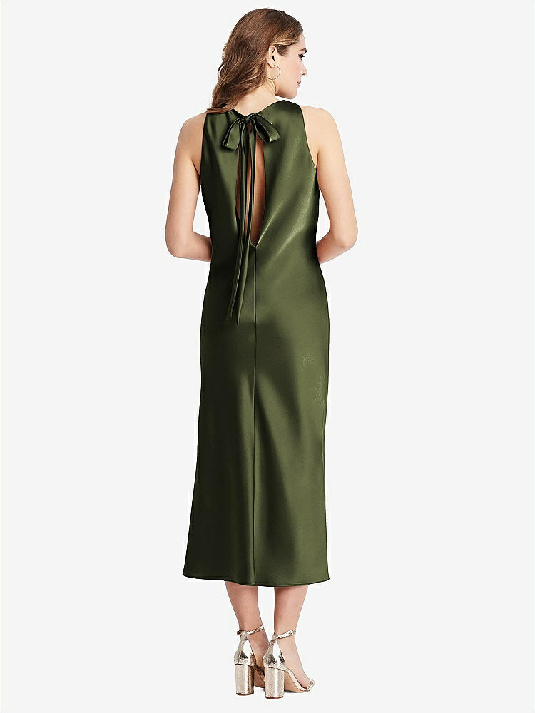 【STYLE: LB005】Tie Neck Cutout Midi Tank Dress - Lou【COLOR: Olive Green】
