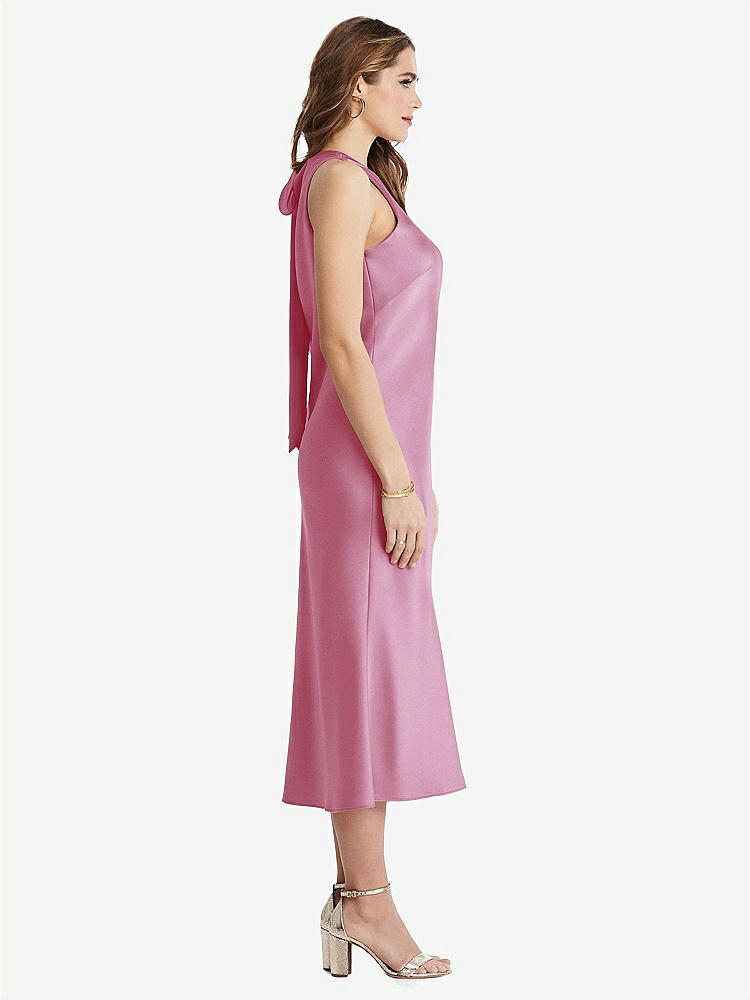 【NEW】【STYLE: LB005】ネクタイ 首 カットアウト MIDI タンク ドレス  -  ルー【COLOR: Powder Pink】【SIZE: 00-30W】