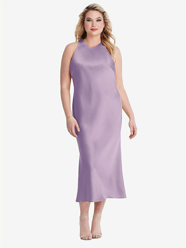 【NEW】【STYLE: LB005】ネクタイ 首 カットアウト MIDI タンク ドレス  -  ルー【COLOR: Pale Purple】【SIZE: 00-30W】