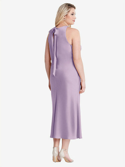【NEW】【STYLE: LB005】ネクタイ 首 カットアウト MIDI タンク ドレス  -  ルー【COLOR: Pale Purple】【SIZE: 00-30W】