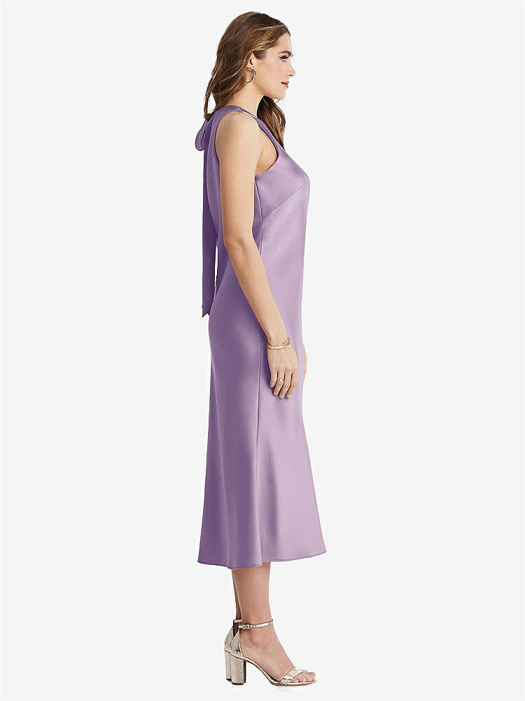 【NEW】【STYLE: LB005】ネクタイ 首 カットアウト MIDI タンク ドレス  -  ルー【COLOR: Pale Purple】【SIZE: 00-30W】