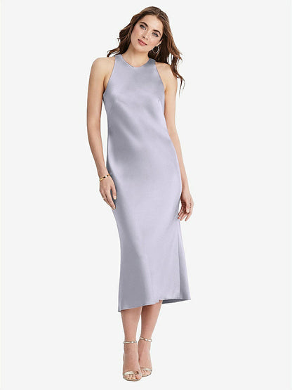 【NEW】【STYLE: LB005】ネクタイ 首 カットアウト MIDI タンク ドレス  -  ルー【COLOR: Silver Dove】【SIZE: 00-30W】