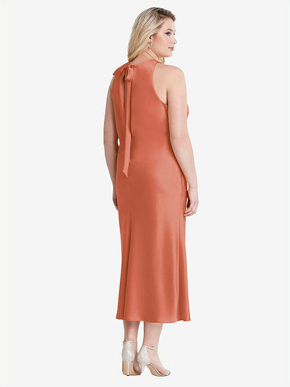 【STYLE: LB005】Tie Neck Cutout Midi Tank Dress - Lou【COLOR: Terracotta Copper】