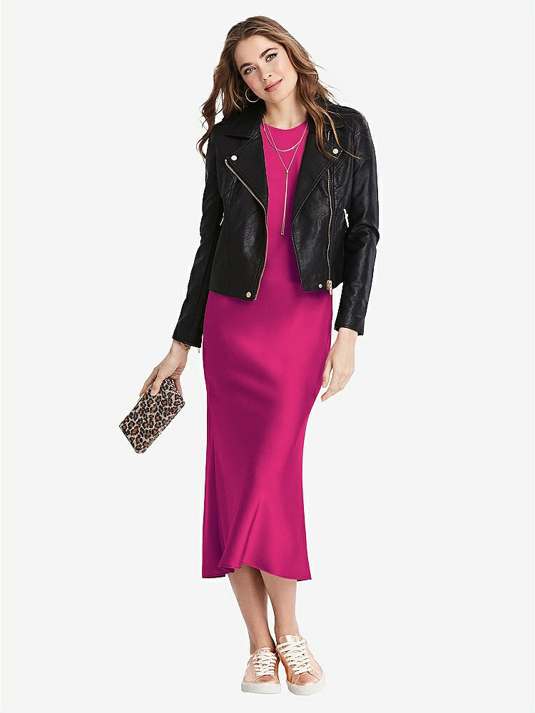【NEW】【STYLE: LB005】ネクタイ 首 カットアウト MIDI タンク ドレス  -  ルー【COLOR: Think Pink】【SIZE: 00-30W】
