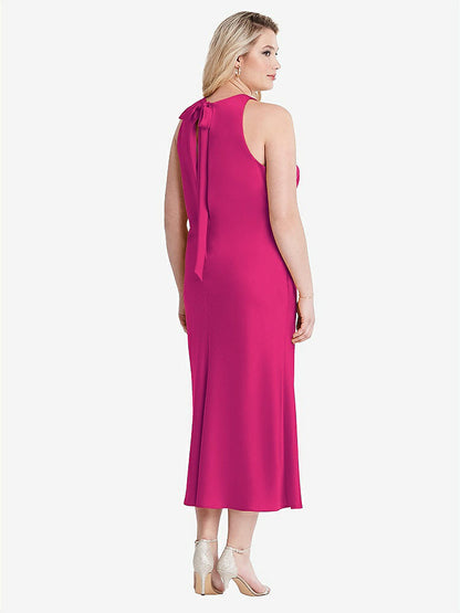 【NEW】【STYLE: LB005】ネクタイ 首 カットアウト MIDI タンク ドレス  -  ルー【COLOR: Think Pink】【SIZE: 00-30W】