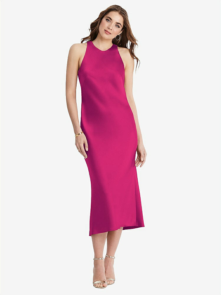 【NEW】【STYLE: LB005】ネクタイ 首 カットアウト MIDI タンク ドレス  -  ルー【COLOR: Think Pink】【SIZE: 00-30W】