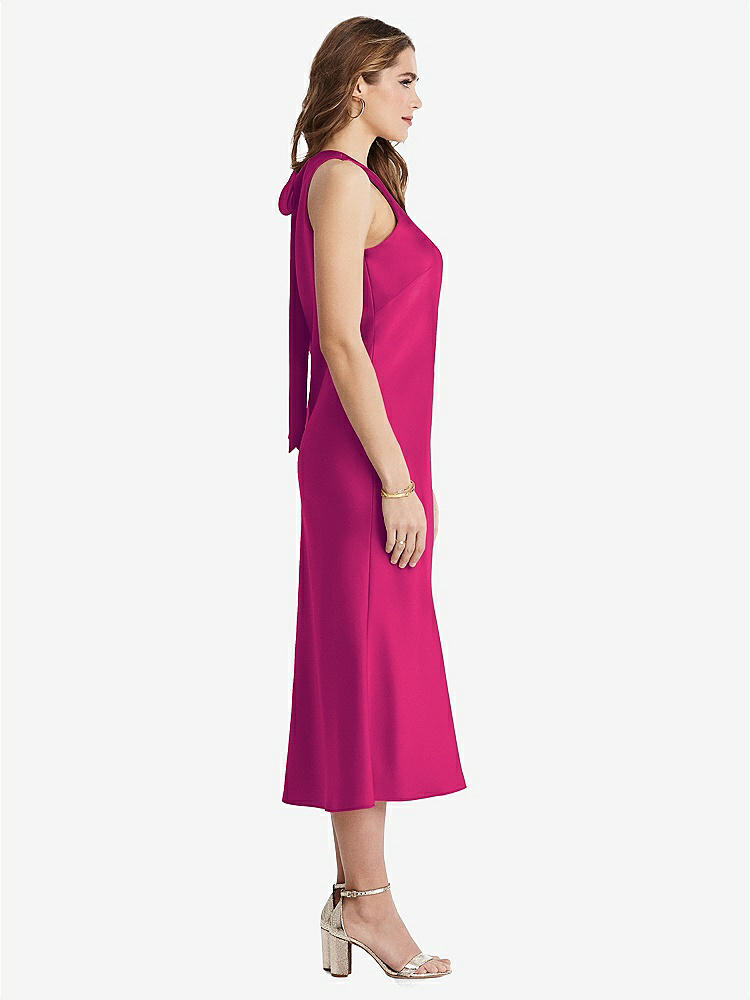 【NEW】【STYLE: LB005】ネクタイ 首 カットアウト MIDI タンク ドレス  -  ルー【COLOR: Think Pink】【SIZE: 00-30W】