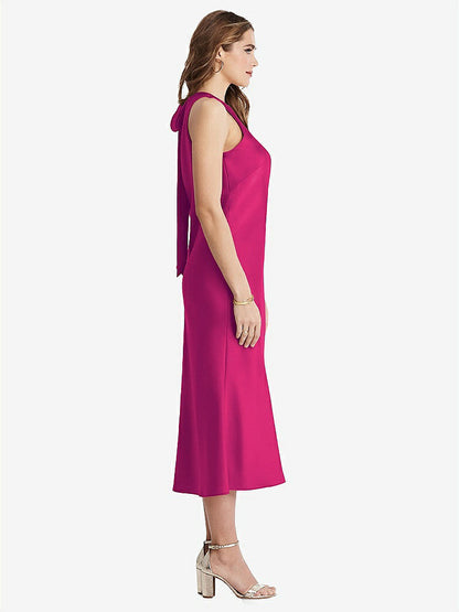【NEW】【STYLE: LB005】ネクタイ 首 カットアウト MIDI タンク ドレス  -  ルー【COLOR: Think Pink】【SIZE: 00-30W】