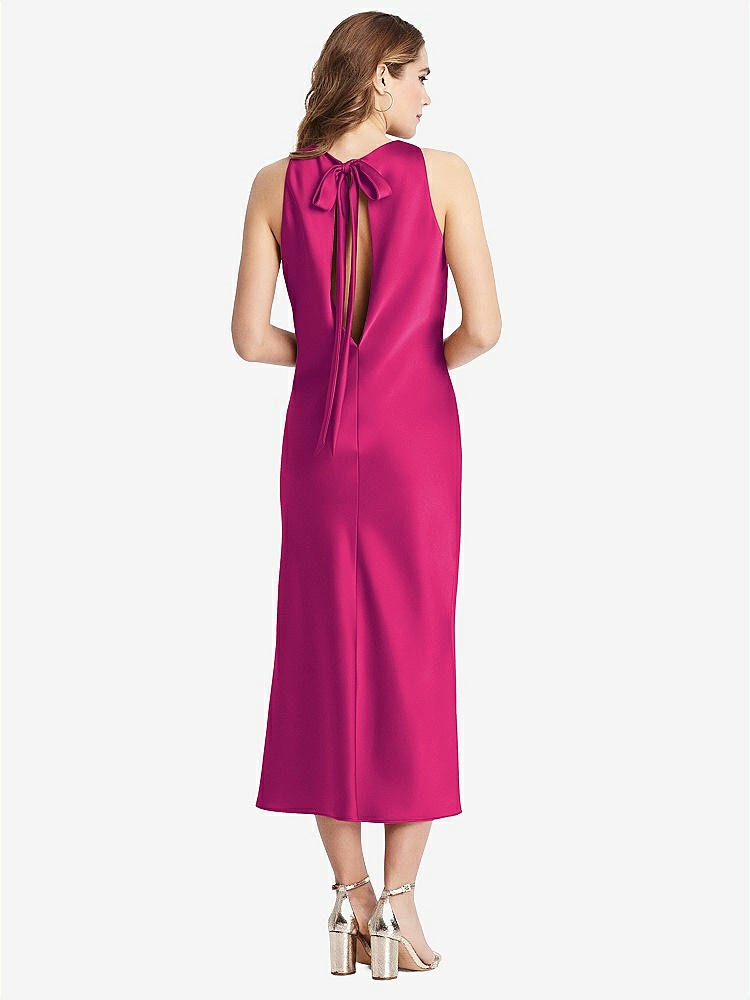 【NEW】【STYLE: LB005】ネクタイ 首 カットアウト MIDI タンク ドレス  -  ルー【COLOR: Think Pink】【SIZE: 00-30W】