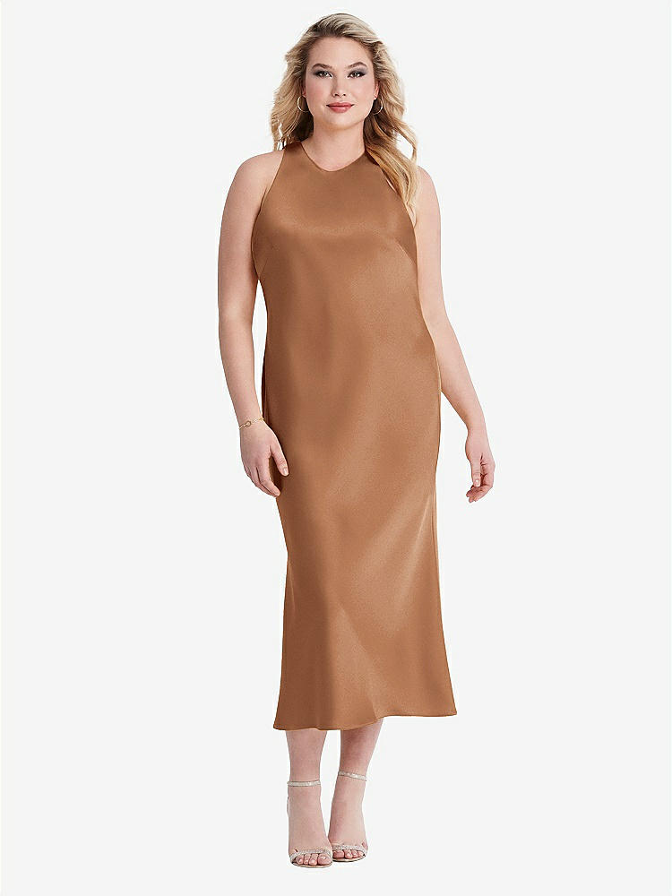 【STYLE: LB005】Tie Neck Cutout Midi Tank Dress - Lou【COLOR: Toffee】