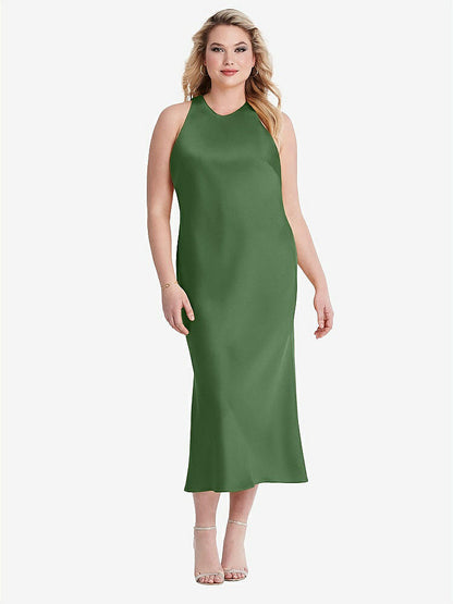 【STYLE: LB005】Tie Neck Cutout Midi Tank Dress - Lou【COLOR: Vineyard Green】