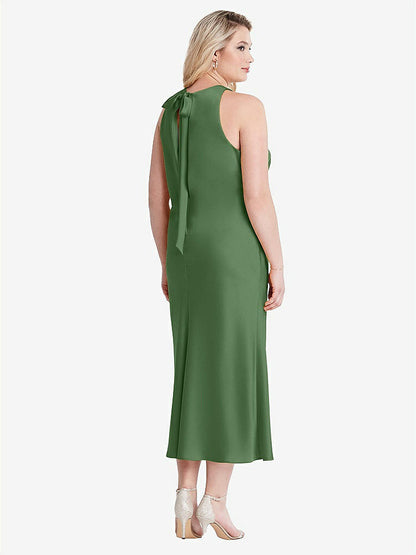 【STYLE: LB005】Tie Neck Cutout Midi Tank Dress - Lou【COLOR: Vineyard Green】