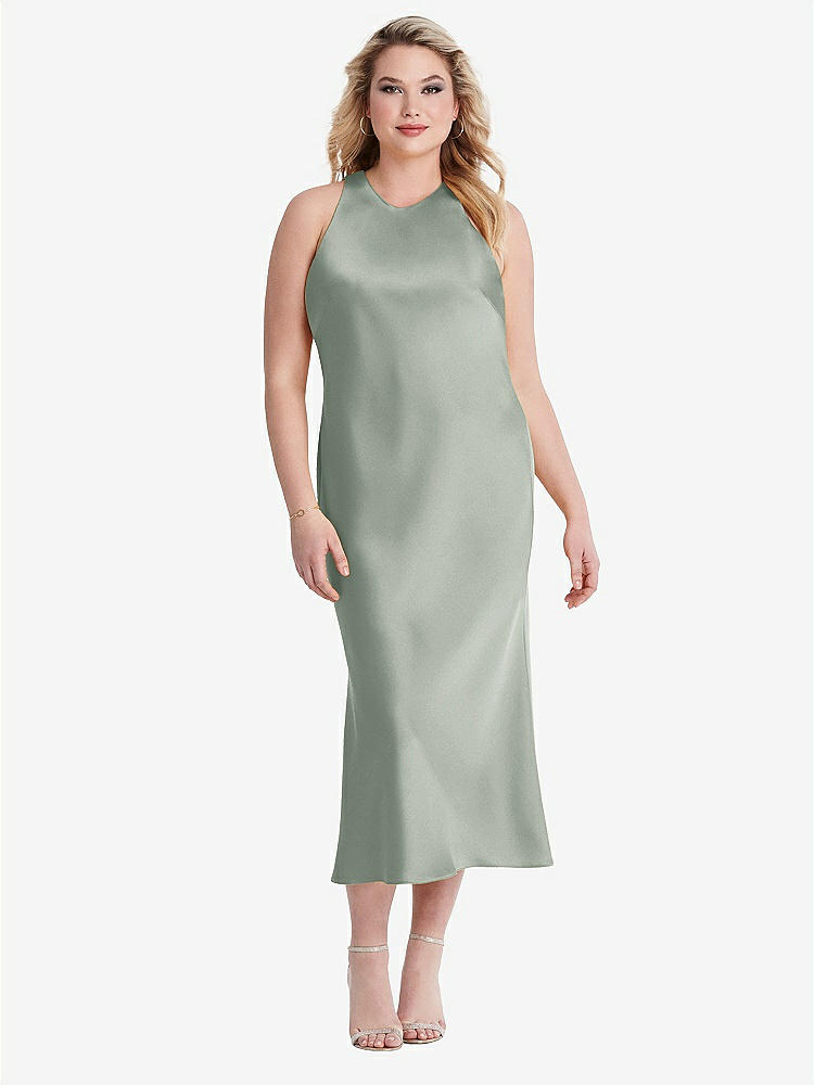 【STYLE: LB005】Tie Neck Cutout Midi Tank Dress - Lou【COLOR: Willow Green】
