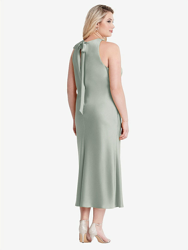 【STYLE: LB005】Tie Neck Cutout Midi Tank Dress - Lou【COLOR: Willow Green】