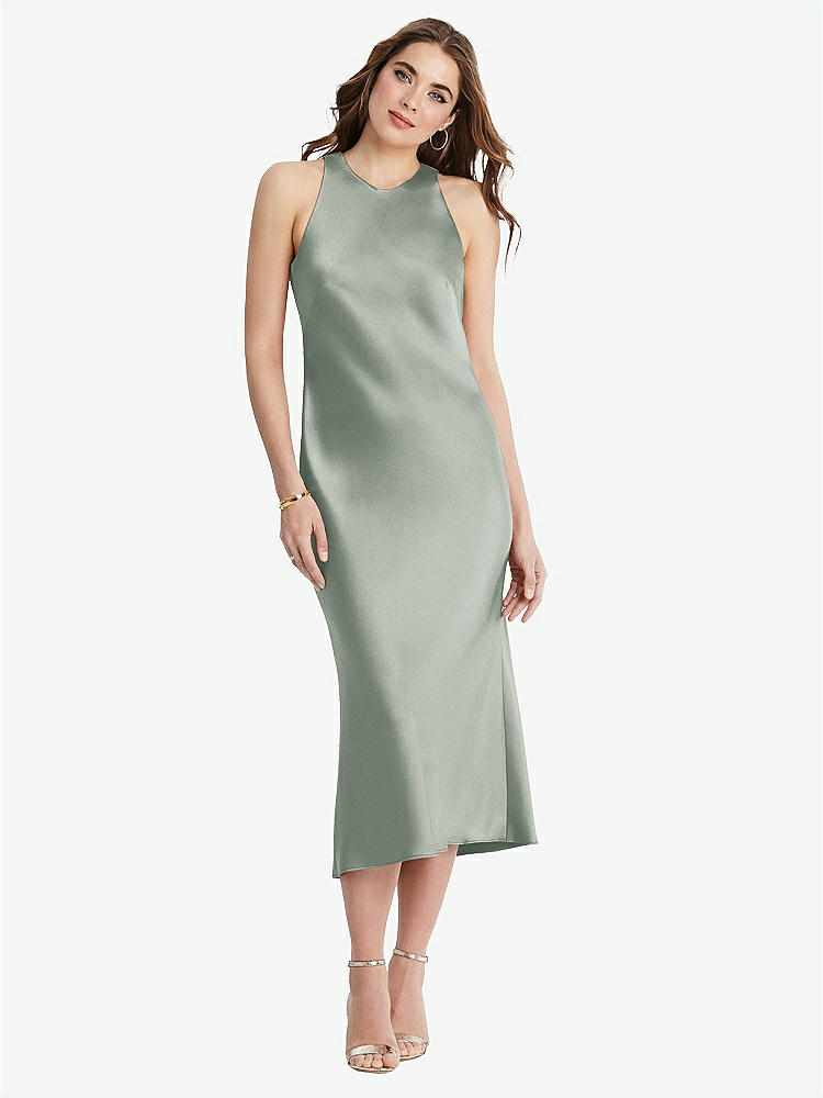 【STYLE: LB005】Tie Neck Cutout Midi Tank Dress - Lou【COLOR: Willow Green】
