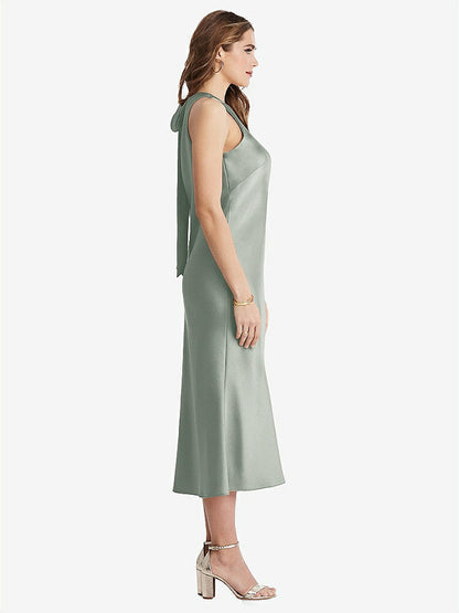 【STYLE: LB005】Tie Neck Cutout Midi Tank Dress - Lou【COLOR: Willow Green】