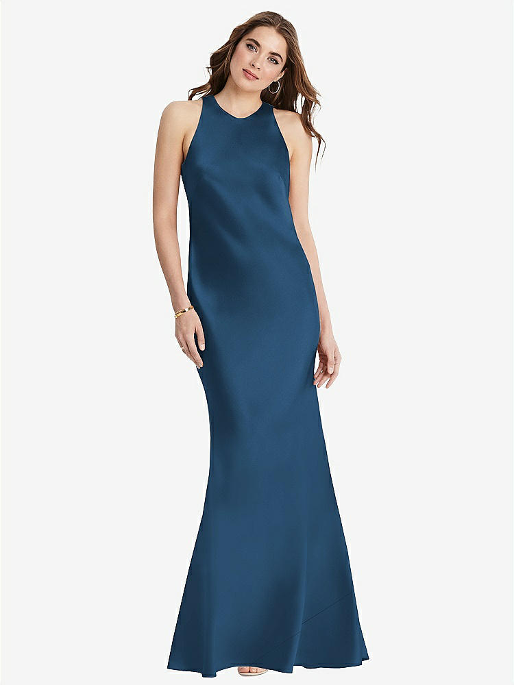 【STYLE: LB006】Tie Neck Low Back Maxi Tank Dress - Marin【COLOR: Dusk Blue】