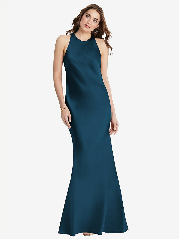 【STYLE: LB006】Tie Neck Low Back Maxi Tank Dress - Marin【COLOR: Atlantic Blue】