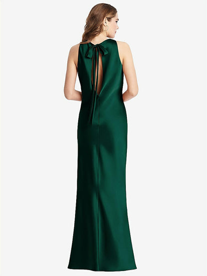 【STYLE: LB006】Tie Neck Low Back Maxi Tank Dress - Marin【COLOR: Hunter Green】
