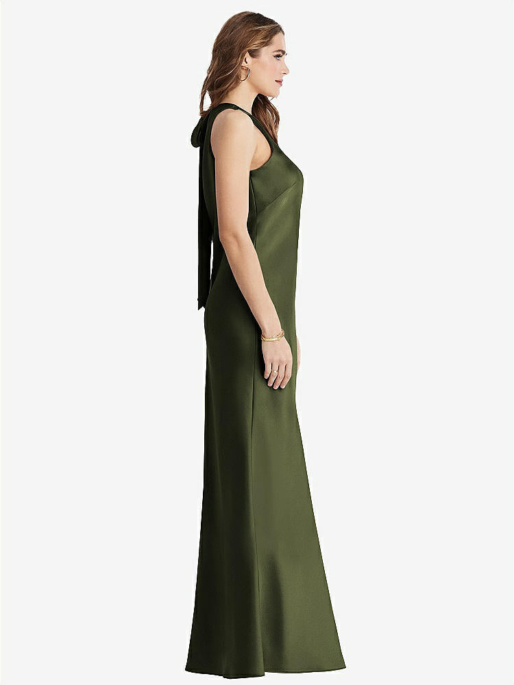 【STYLE: LB006】Tie Neck Low Back Maxi Tank Dress - Marin【COLOR: Olive Green】