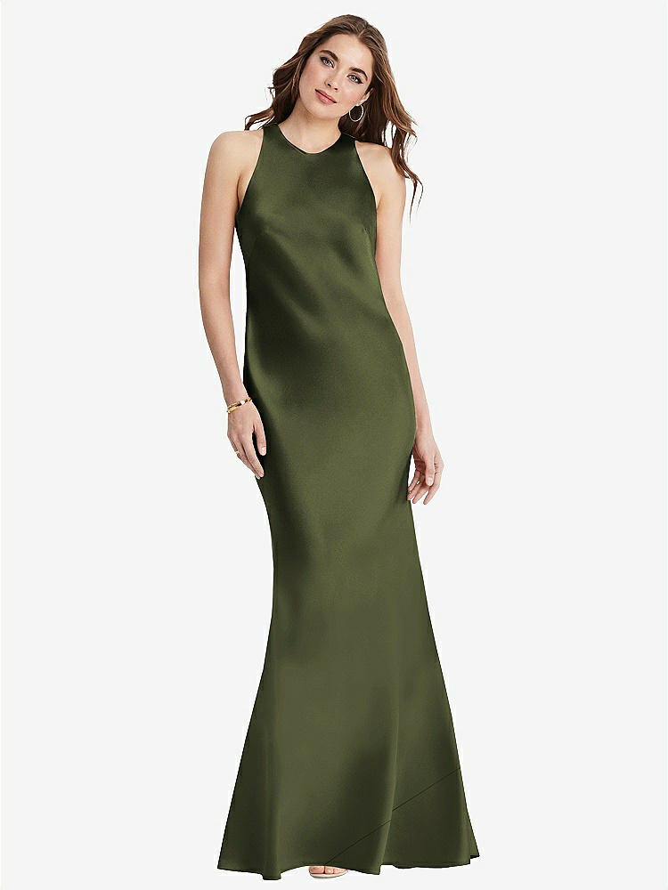 【STYLE: LB006】Tie Neck Low Back Maxi Tank Dress - Marin【COLOR: Olive Green】