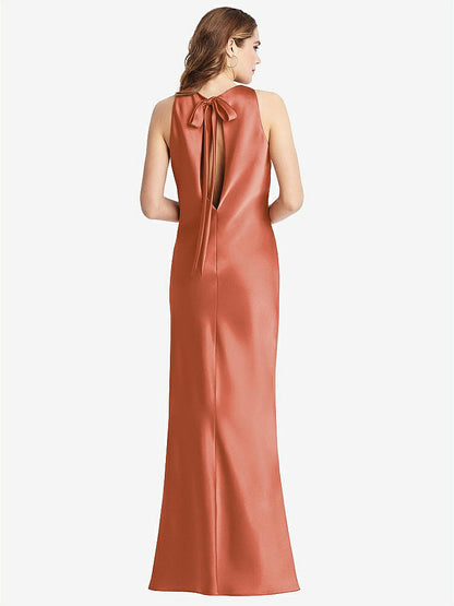 【STYLE: LB006】Tie Neck Low Back Maxi Tank Dress - Marin【COLOR: Terracotta Copper】