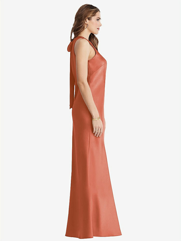 【STYLE: LB006】Tie Neck Low Back Maxi Tank Dress - Marin【COLOR: Terracotta Copper】