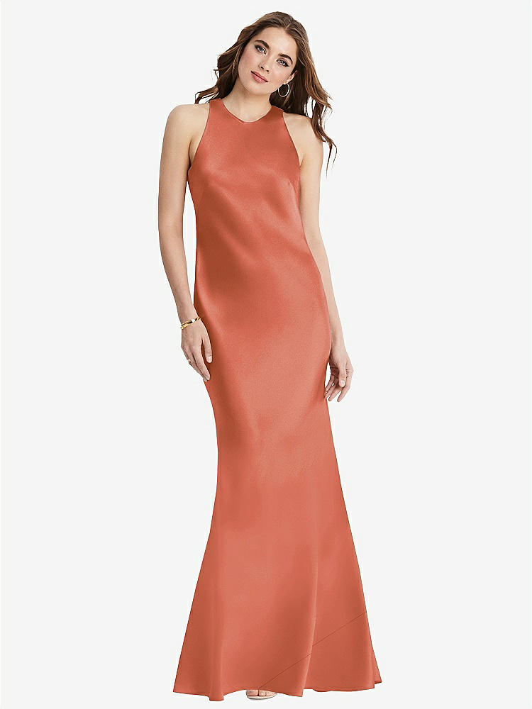 【STYLE: LB006】Tie Neck Low Back Maxi Tank Dress - Marin【COLOR: Terracotta Copper】