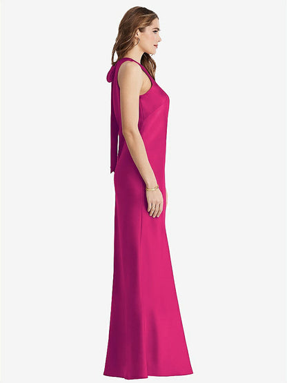 【NEW】【STYLE: LB006】ネクタイ 首 低 背面 マキシ タンク ドレス  -  マリン【COLOR: Think Pink】【SIZE: 00-30W】