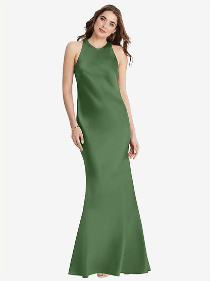 【STYLE: LB006】Tie Neck Low Back Maxi Tank Dress - Marin【COLOR: Vineyard Green】