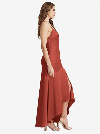 【STYLE: LB007】Asymmetrical Drop Waist High-Low Slip Dress - Devon【COLOR: Amber Sunset】