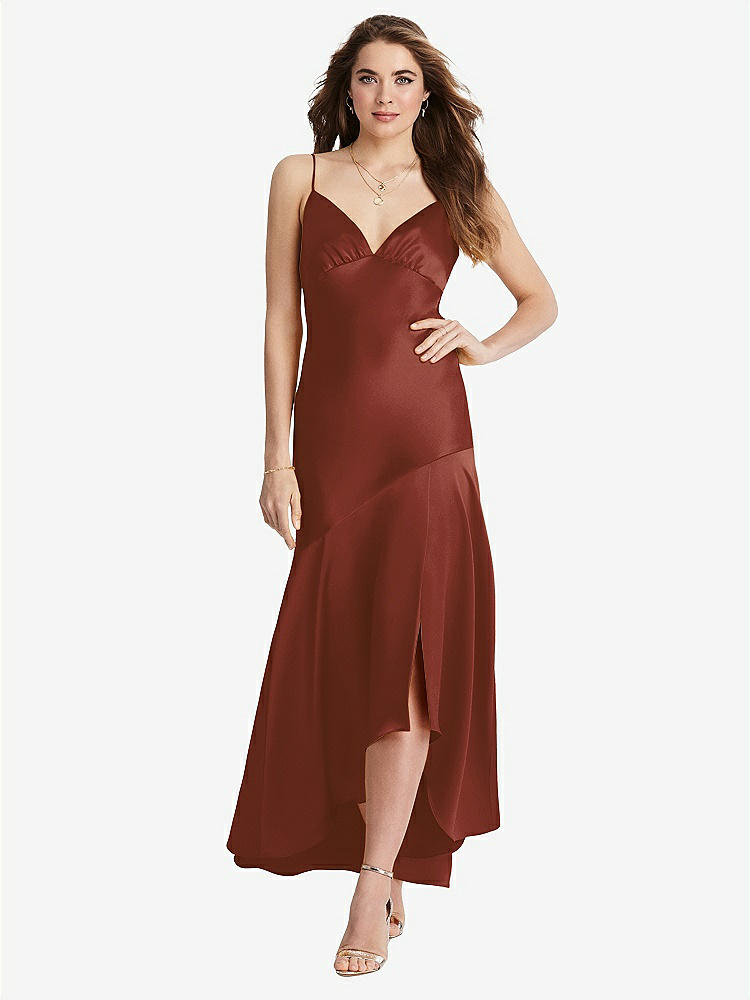 【STYLE: LB007】Asymmetrical Drop Waist High-Low Slip Dress - Devon【COLOR: Auburn Moon】