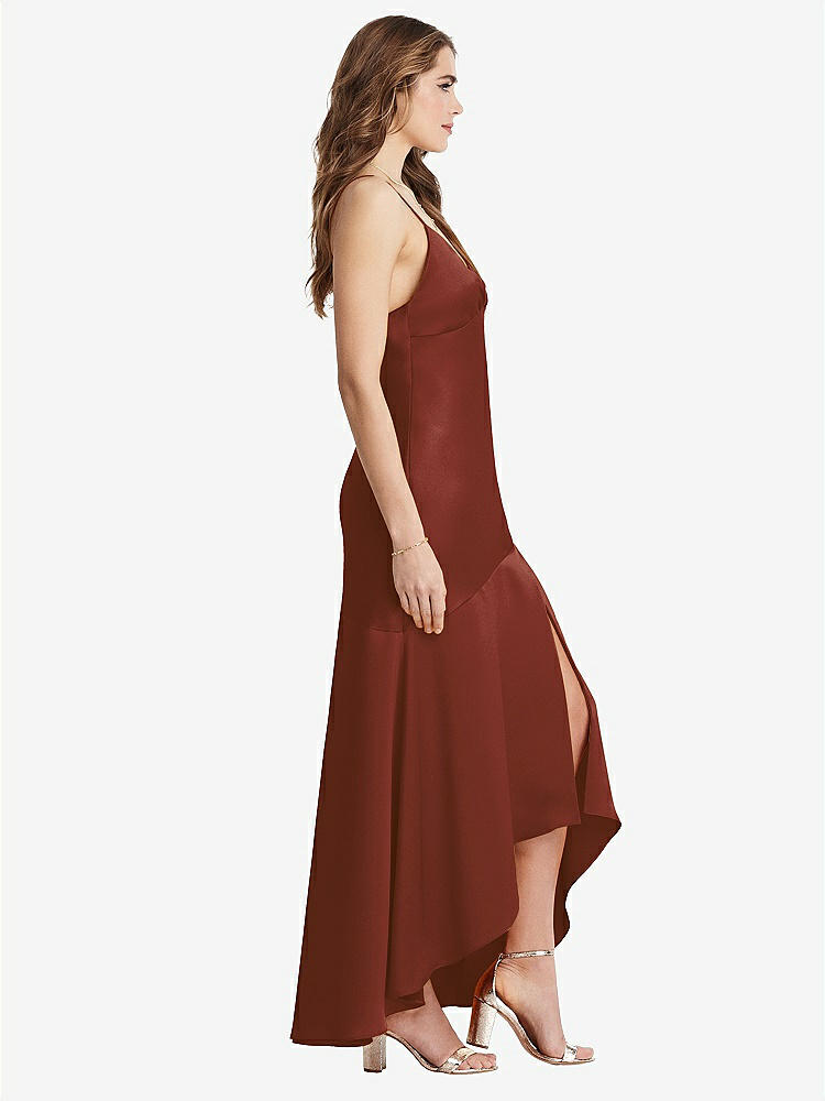 【STYLE: LB007】Asymmetrical Drop Waist High-Low Slip Dress - Devon【COLOR: Auburn Moon】